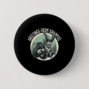 Greetings From Gruss Vom Krampus Christmas Festive Button