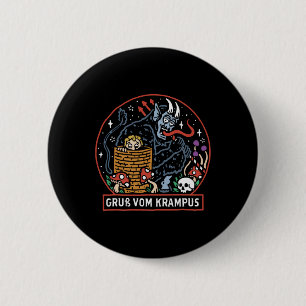 Greetings From Gruss Vom Krampus Christmas Festive Button