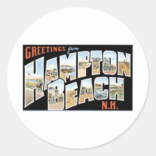 Greetings from Hampton Beach New Hampshire Classic Round Sticker