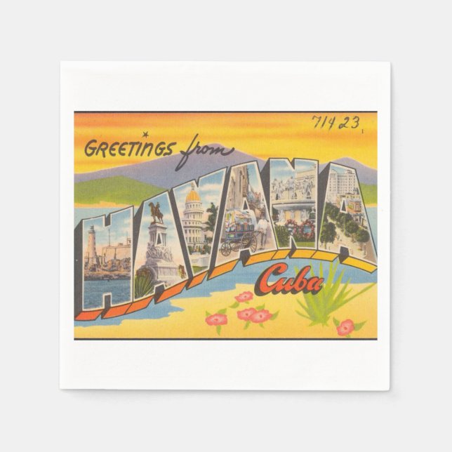 Greetings From Havana Cuba Napkins (Front)