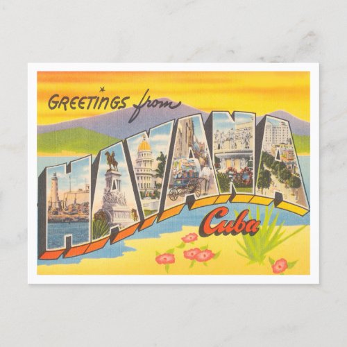 Greetings from Havana Cuba Vintage Travel Postcard