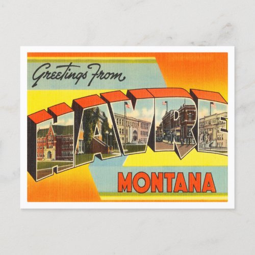 Greetings from Havre Montana Vintage Travel Postcard