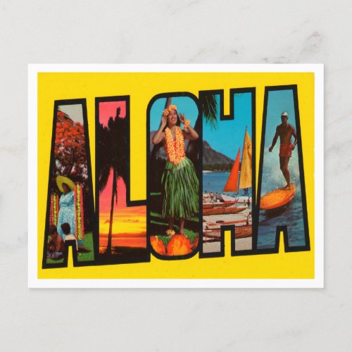 Greetings from Hawaii Aloha Vintage Travel Postcard