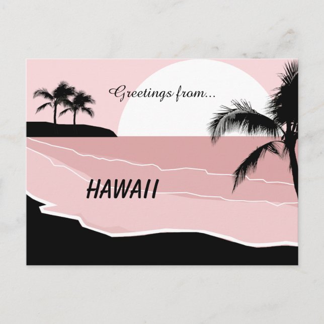 Greetings from Hawaii Brilliant Pink  Postcard (Front)