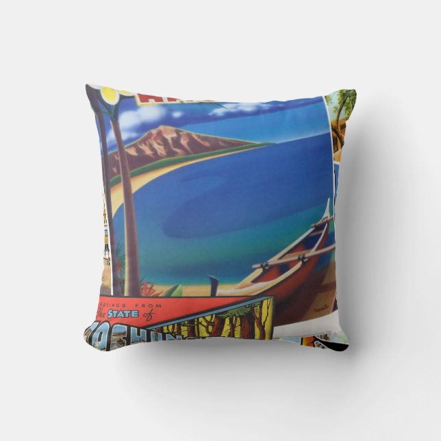 Greetings From Hawaii Throw Pillow (Front)