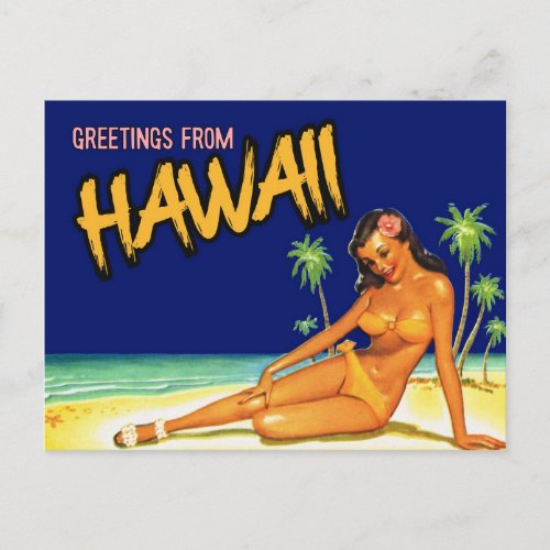 Greetings from Hawaii Vintage Style Postcard