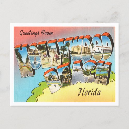 Greetings from Hollywood Beach Florida Travel Postcard