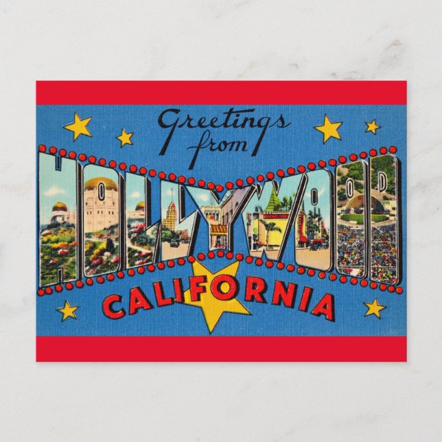 Greetings from Hollywood Ca. Travel Postcard (Front)