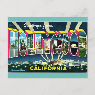 Greetings from Hollywood California Travel Postcard