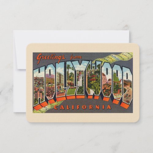 Greetings from Hollywood Postcard Linen Postcard