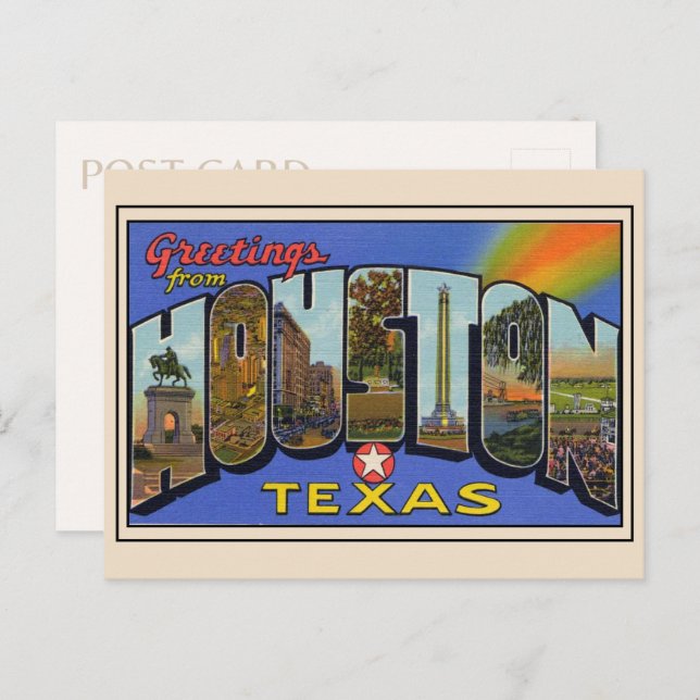 Greetings from Houston,Texas 1936 Large Letter Postcard (Front/Back)