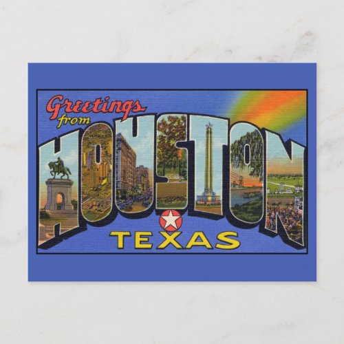 Greetings from Houston Texas Large Letter Postcard