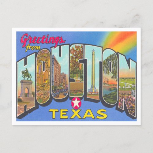 Greetings from Houston Texas Vintage Travel Postcard