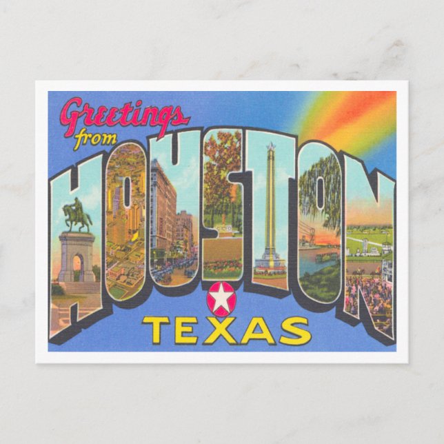 Greetings from Houston, Texas Vintage Travel Postcard (Front)