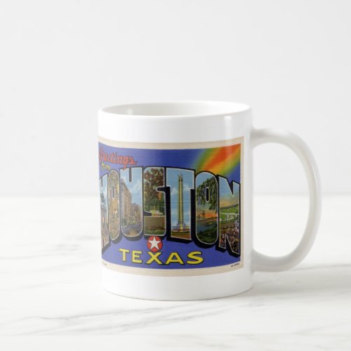 Greetings from Houston TX Vintage Postcard Mug