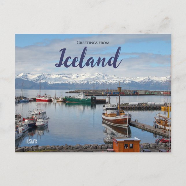 Greetings from Iceland Postcard Husavik (Front)