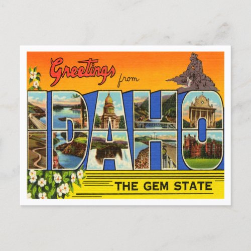 Greetings from Idaho The Gem State Travel Postcard