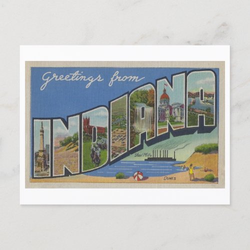 Greetings from Indiana Dunes Vintage Postcard