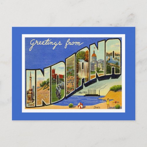 Greetings From Indiana Postcard