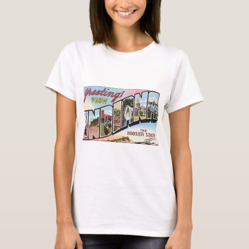 Greetings From Indiana The Hoosier State Vintage T_Shirt