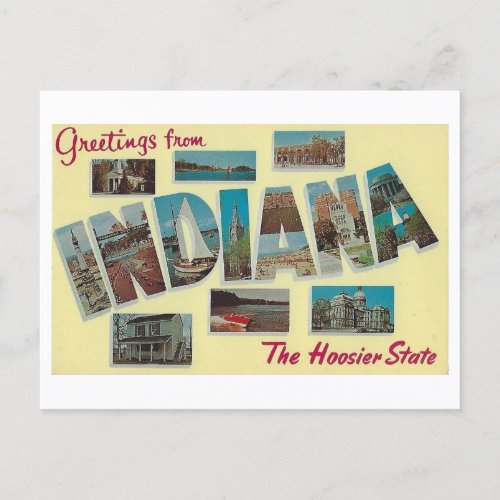 Greetings from Indiana Vintage Postcard