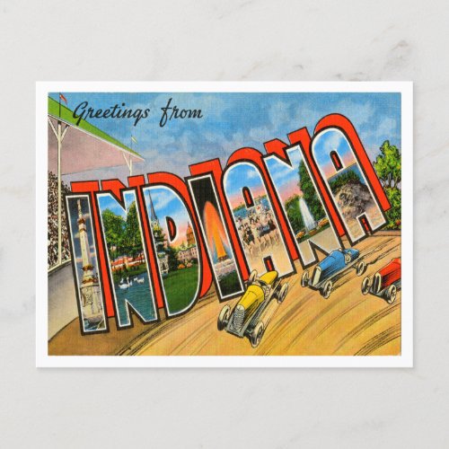 Greetings from Indiana Vintage Travel Postcard