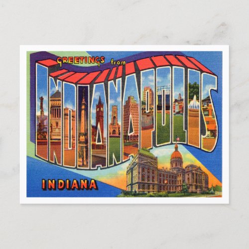 Greetings from Indianapolis Indiana Travel Postcard