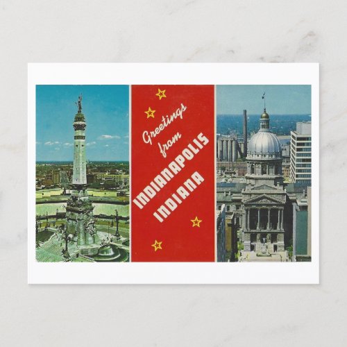 Greetings from Indianapolis Indiana Vintage Postcard