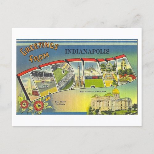 Greetings from Indianapolis Indiana Vintage Postcard