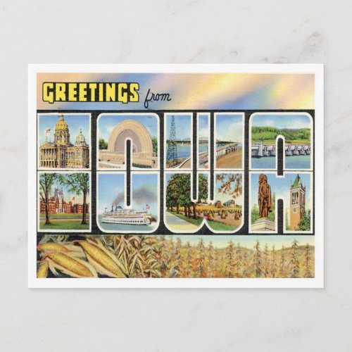 Greetings From Iowa Postcard