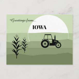 Greetings from Iowa State Lush Green Tones Postcard