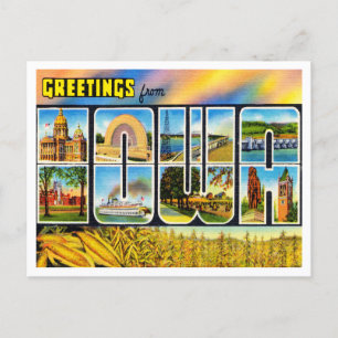 Greetings from Iowa Vintage Travel Postcard