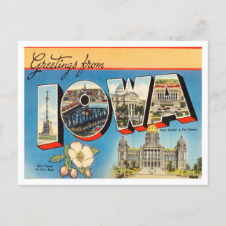 Greetings from Iowa Vintage Travel Postcard