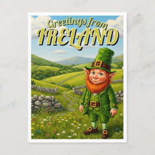 Greetings from Ireland Leprechaun Postcard