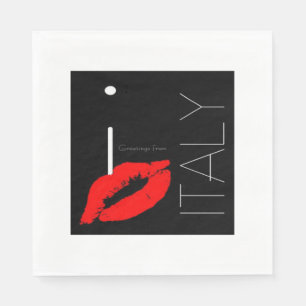 Greetings from Italy Italian Red Lipstick Kiss Paper Napkins