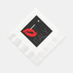 Greetings from Italy Italian Red Lipstick Kiss Paper Napkins