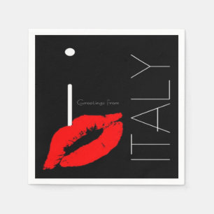 Greetings from Italy Italian Red Lipstick Kiss Paper Napkins