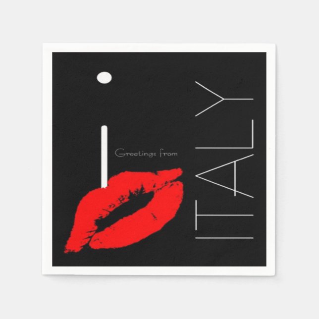 Greetings from Italy Italian Red Lipstick Kiss Paper Napkins (Front)