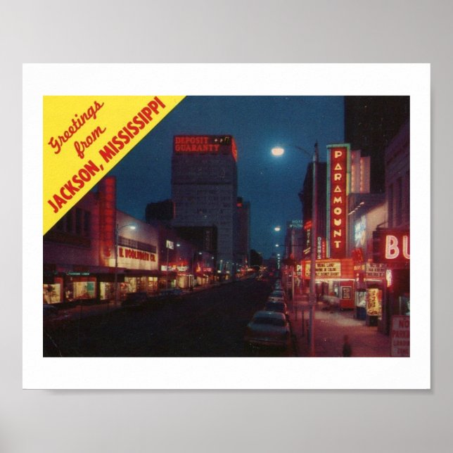 Greetings from Jackson MS, Vintage Poster (Front)