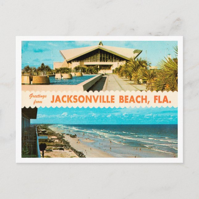Greetings from Jacksonville Beach, Florida Travel Postcard (Front)