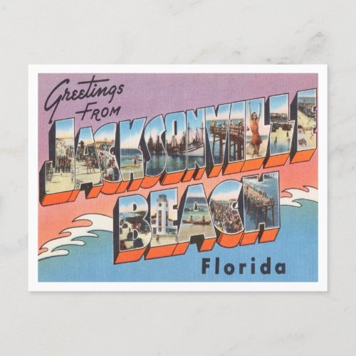 Greetings from Jacksonville Beach Florida Travel Postcard