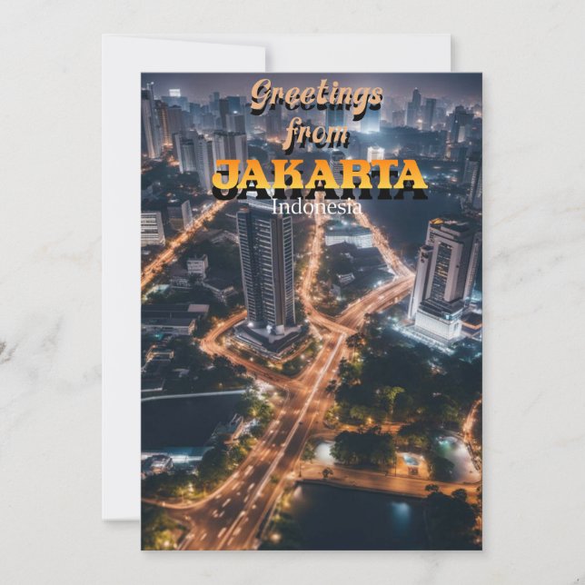 Greetings from Jakarta Indonesia Thank You Card (Front)