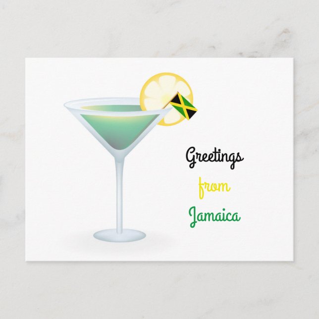 Greetings From Jamaica Cocktail Holiday Postcard (Front)