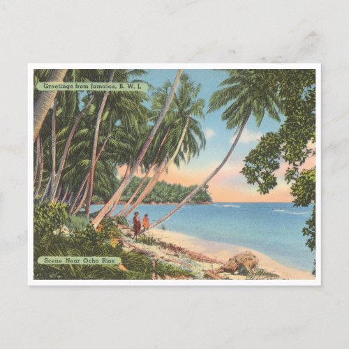 Greetings from Jamaica Vintage Beach Scene Postcard