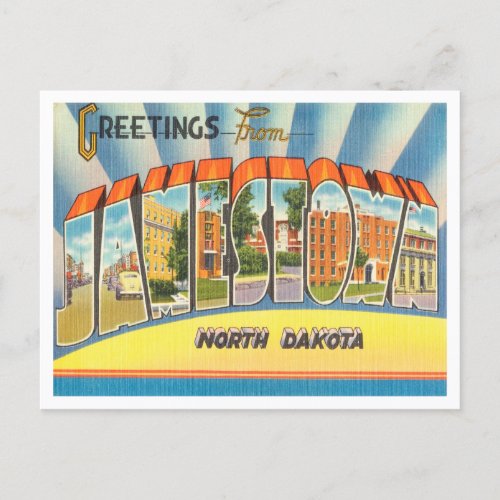 Greetings from Jamestown North Dakota Travel Postcard