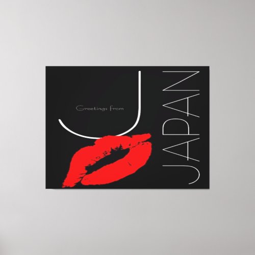 Greetings from Japan Japanese Red Lipstick Kiss Canvas Print