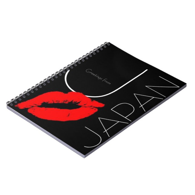 Greetings from Japan Red Lipstick Kiss Black Notebook (Left Side)