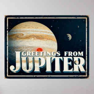 Greetings from Jupiter Retro Sci‑Fi Poster