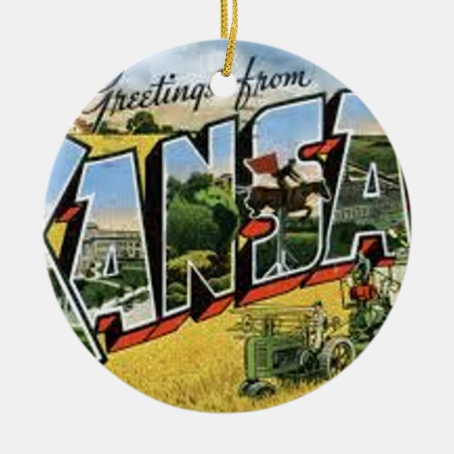 Greetings from Kansas Ceramic Ornament (Front)
