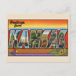 Greetings from Kansas Large Letter Postcard